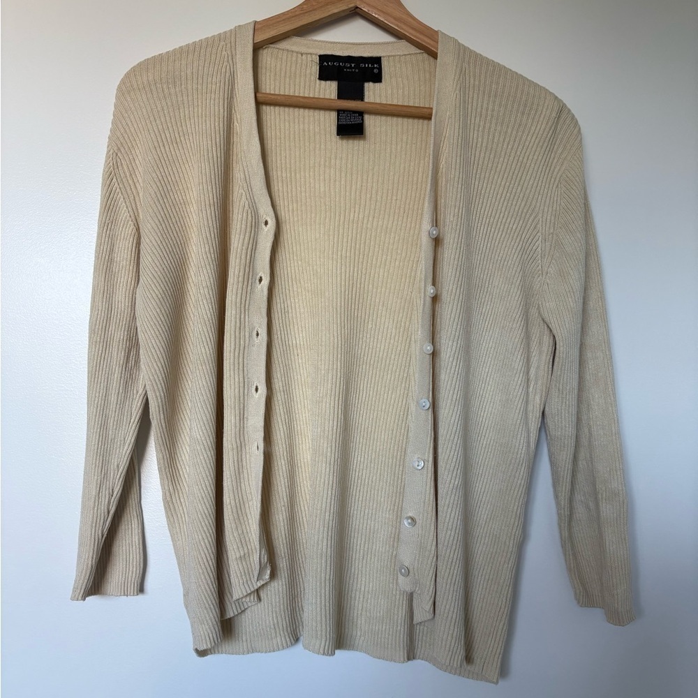 August Silk Butter Yellow Cardigan | Size Medium - Picture 2 of 7